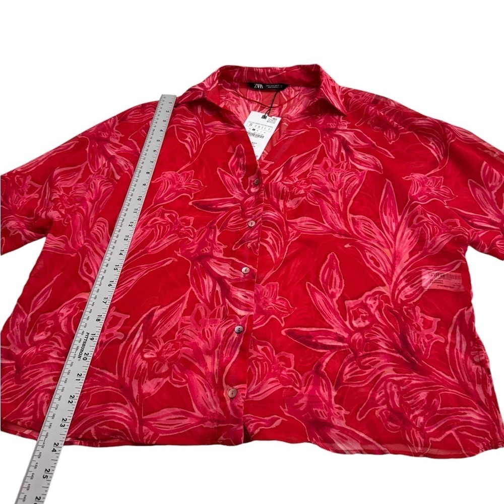 Zara Floral Print Semi Sheer Shirt Small NWT - Picture 13 of 15